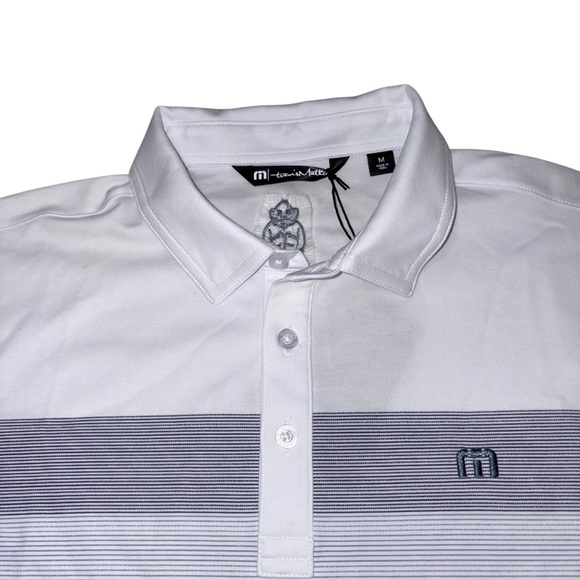 Travis Mathew Coastal Chest Stripe Polo Size Medium White New w/ Tags - Picture 3 of 16